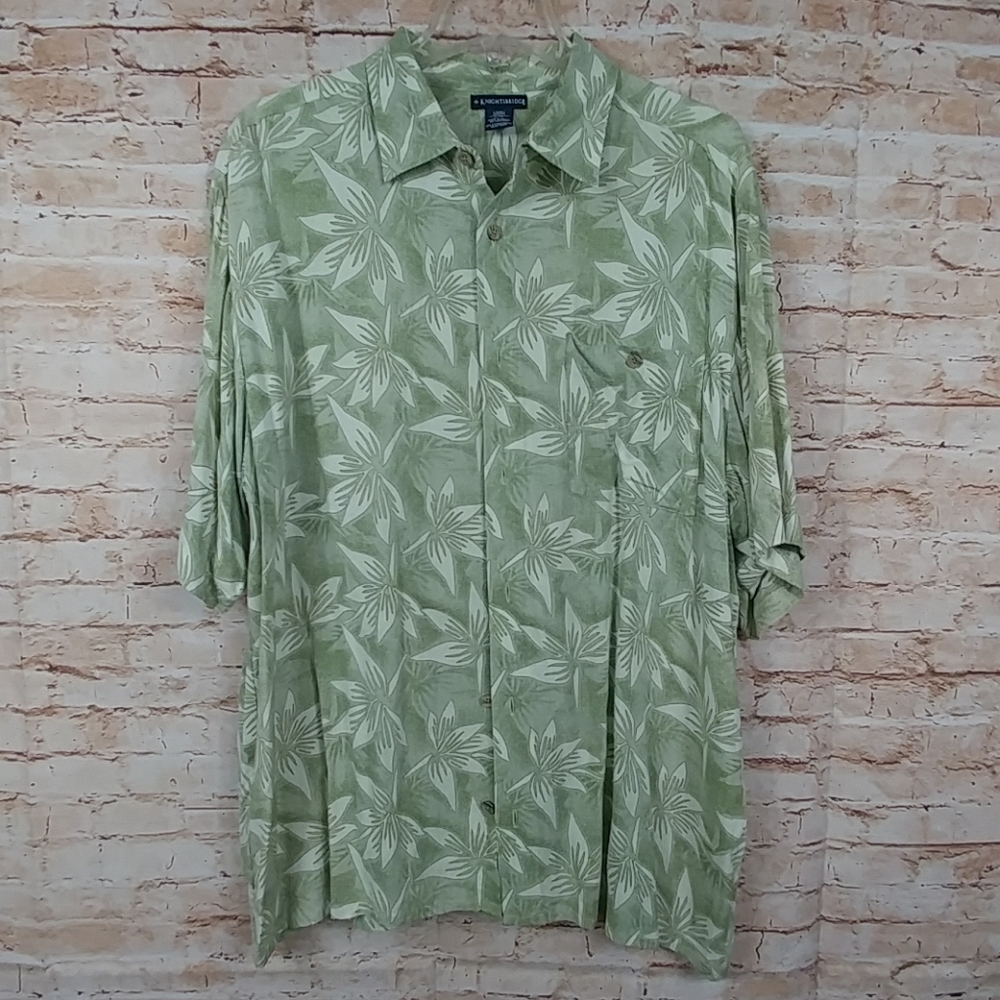 Knightsbridge Hawaiian Large Green Shirt Rayon